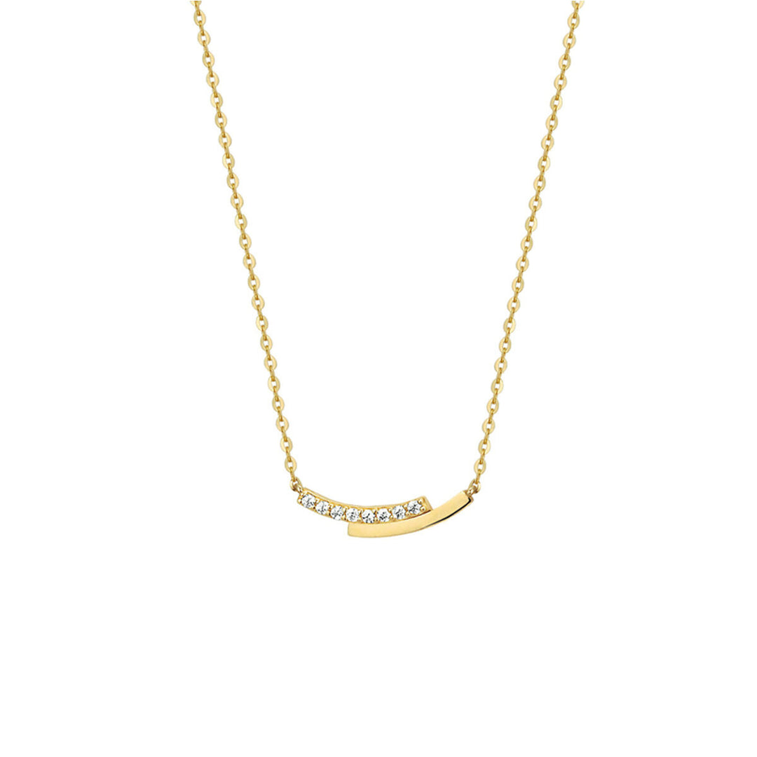 14k Geelgouden Collier met Zirkonia – Verstelbaar 41-45 cm