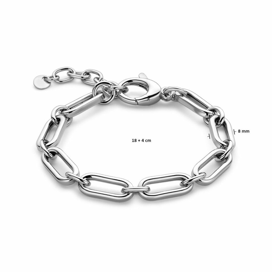 Gerhodineerde 925 Zilveren Anker Schakelarmband – 8mm Breed – 18+4 cm – Luxe Heren- en Damesarmband