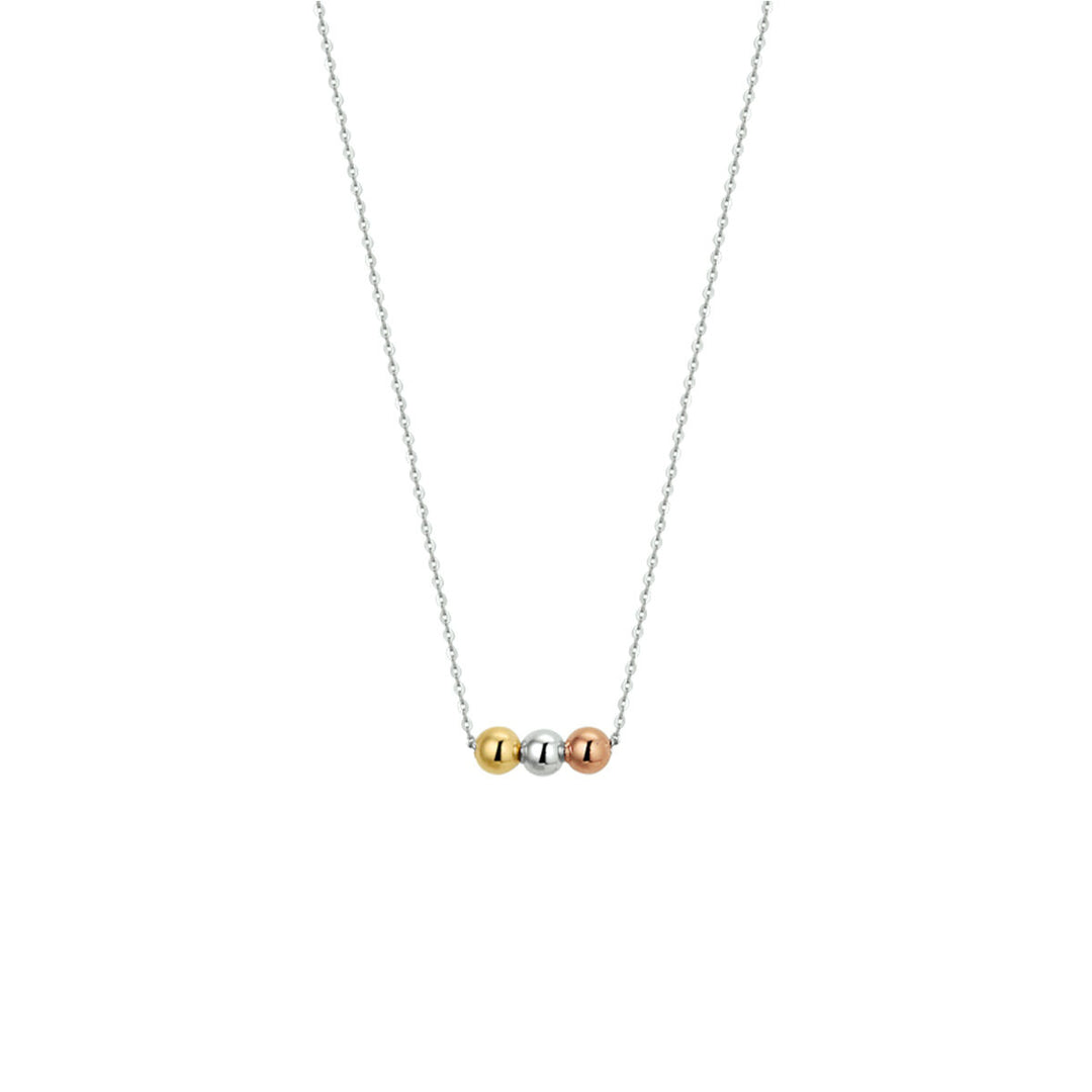 14k Tricolor Gouden Collier Bolletjes 3mm 0.8mm Schakel 40-44cm