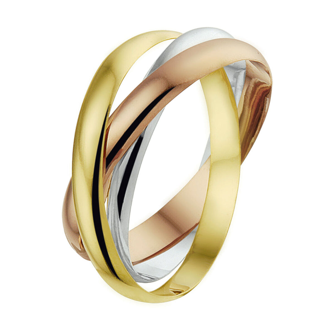 14K Tricolor Gouden Trinity Ring – Wit, Rosé en Geelgoud – 2,5mm