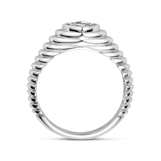 Gerhodineerde 925 Zilveren Ring met Hart en Zirkonia - 7,5 mm