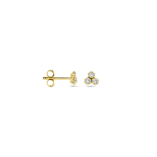 Stijlvolle 14k Geelgouden Oorknoppen met Zirkonia - 4.5x4.5mm
