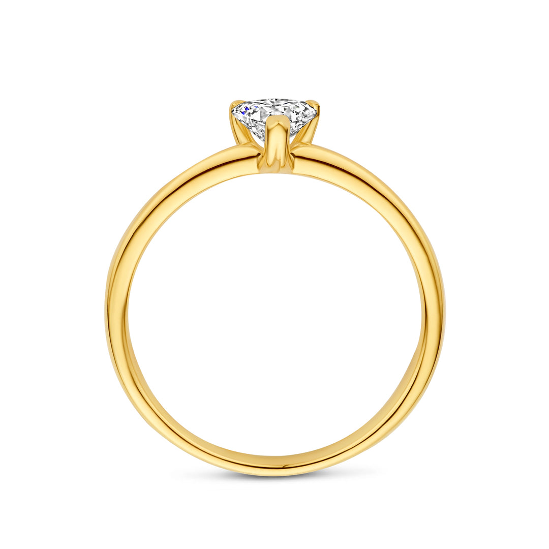 14k Geelgouden Ring met Hartvormige Lab Grown Diamant – 6x6mm