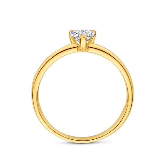 14k Geelgouden Ring met Hartvormige Lab Grown Diamant – 6x6mm