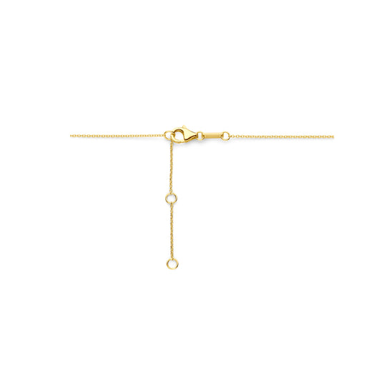 14k Geelgouden Collier met Hartje en “Love” Tekst – Verstelbare Lengte (41-45cm)