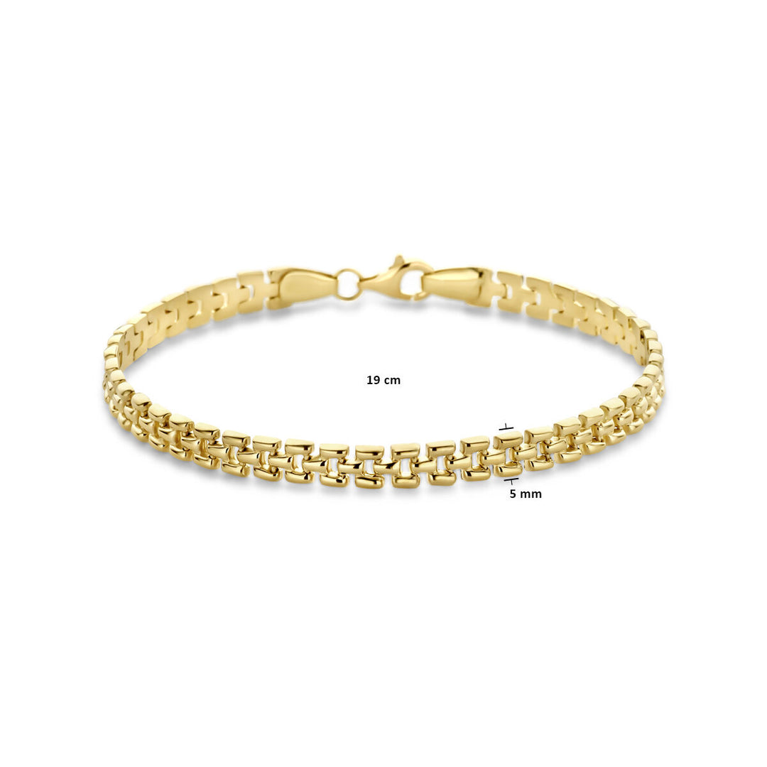 14k Geelgouden Armband met Panter schakels - 19cm Draaglengte en 5mm Schakelbreedte