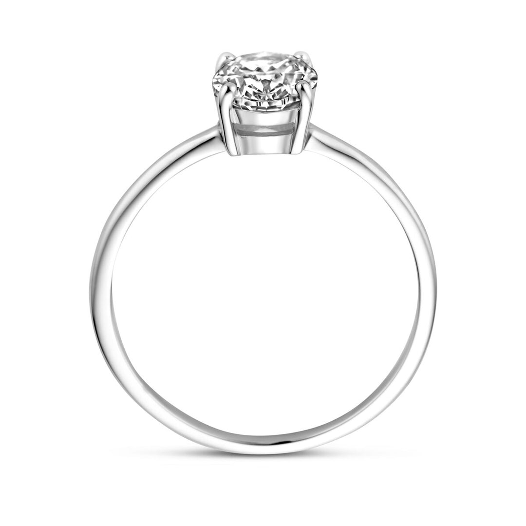 Stijlvolle Gerhodineerde 925 Zilveren Ring met Zirkonia – 8 mm Breed