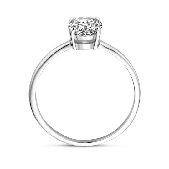 Stijlvolle Gerhodineerde 925 Zilveren Ring met Zirkonia – 8 mm Breed