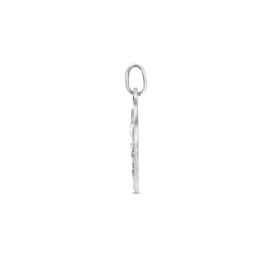 Gerhodineerd 925 Zilveren Hanger - 22mm Hoogte en 16mm Diameter, Poli/Mat Afwerking