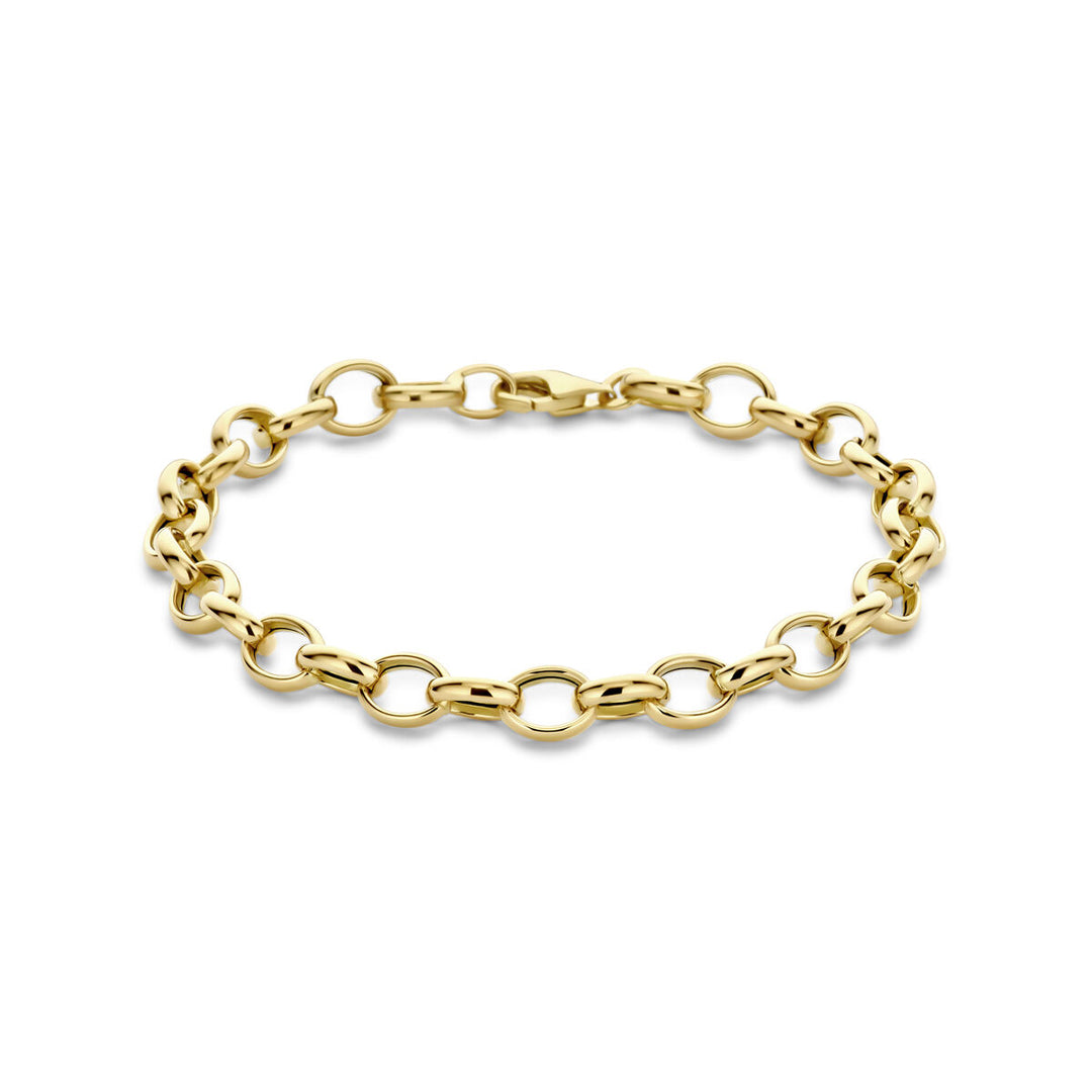 14k Geelgouden Armband met Fantasie Schakels - 19cm Draaglengte en 6.5mm Schakelbreedte