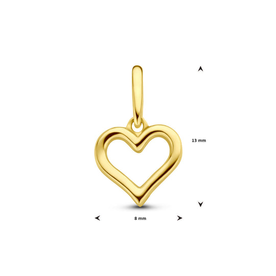14k Geelgouden Hanger in Hartvorm – Een Tijdloos Symbool van Liefde