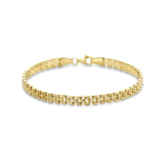 14k Geelgouden Armband met Panter schakels - 19cm Draaglengte en 5mm Schakelbreedte