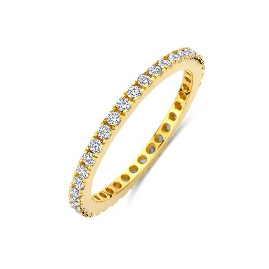 Verguld Geel 925 Zilveren Ring met Zirkonia – 1.6mm Smalle Damesring