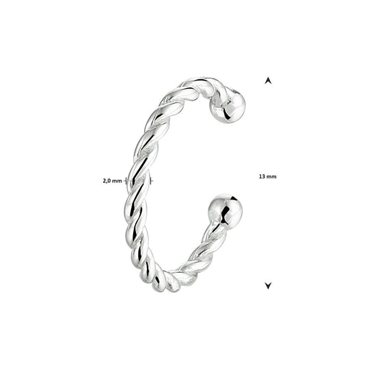 Gerhodineerde 925 Zilveren Gedraaide Ear Cuff – 13 mm (Per Stuk)