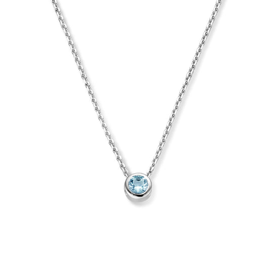 925 Zilveren Collier Maart Zirkonia Geboortesteen 41+4cm