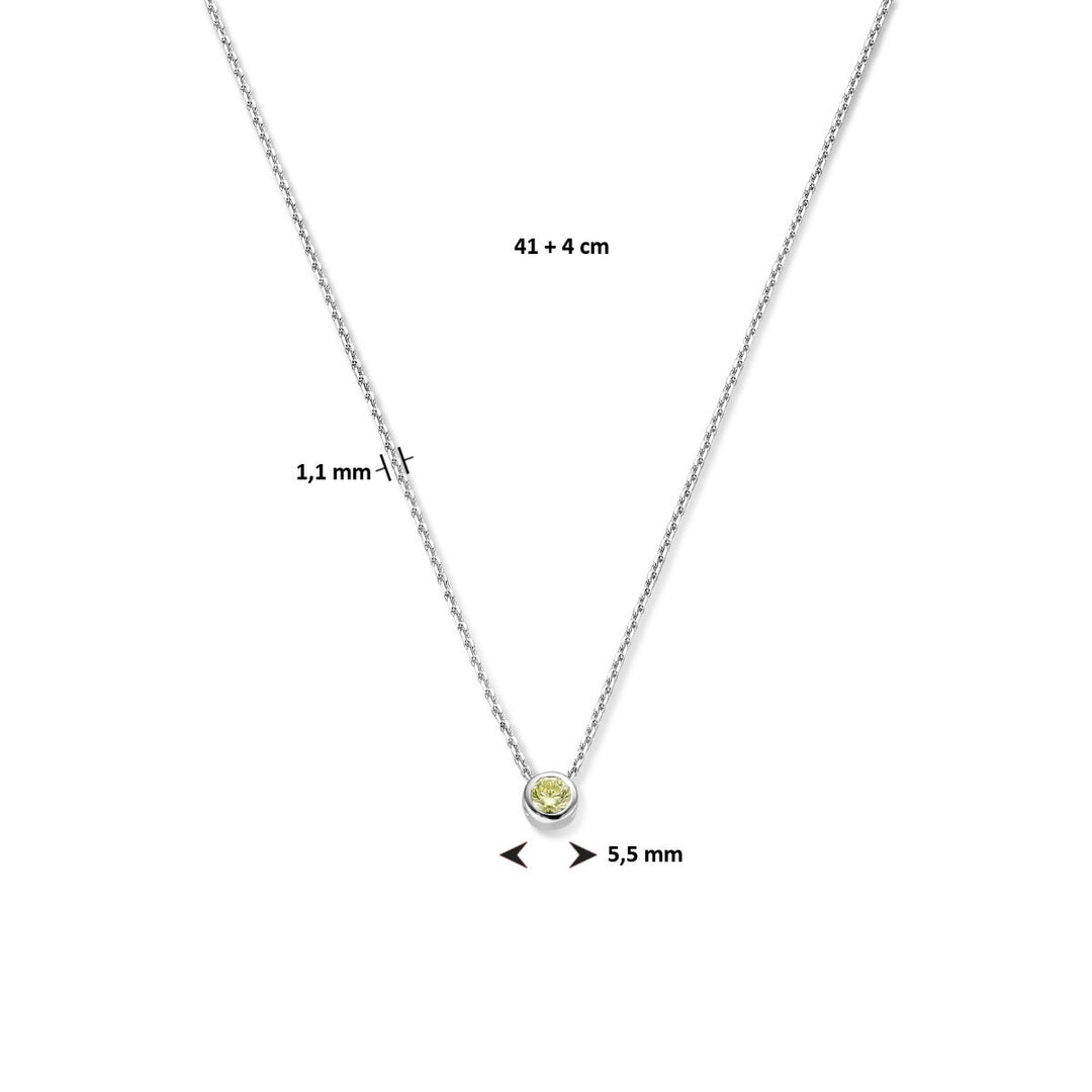 925 Zilveren Collier Augustus Zirkonia Geboortesteen 41+4cm