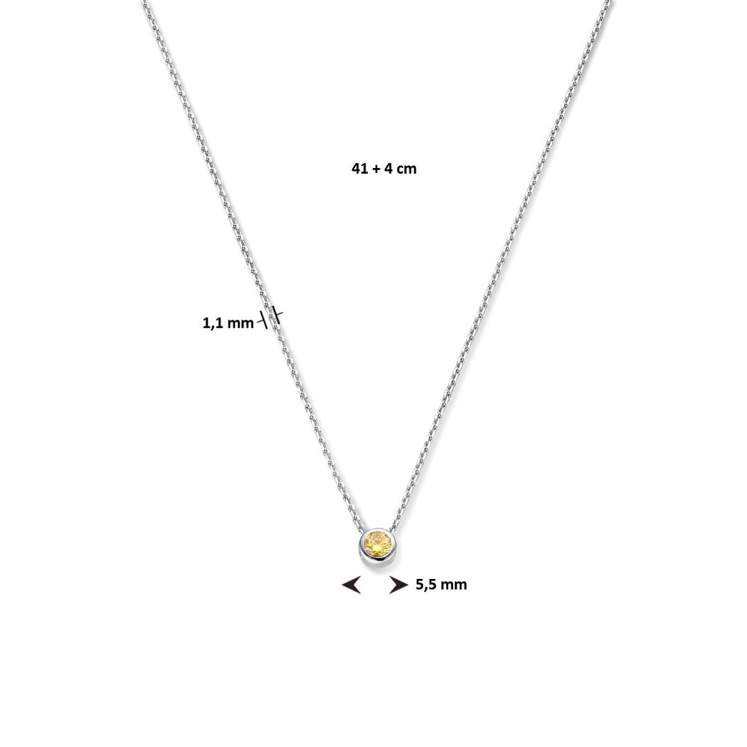 925 Zilveren Collier November Zirkonia Geboortesteen 41+4cm