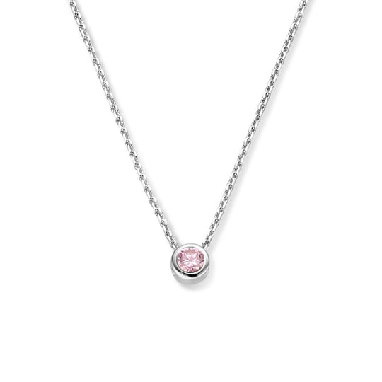 925 Zilveren Collier Oktober Zirkonia Geboortesteen 41+4cm
