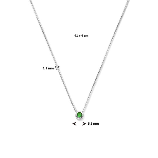 925 Zilveren Collier Mei Zirkonia Geboortesteen 41+4cm