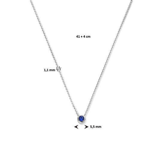 925 Zilver Collier September Zirkonia Geboortesteen 41+4cm