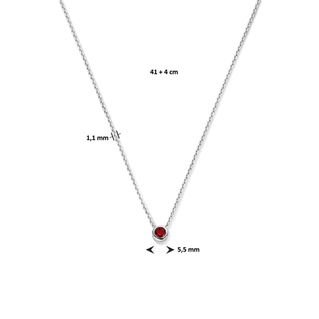 925 Zilveren Collier Juli Zirkonia Geboortesteen 41+4cm