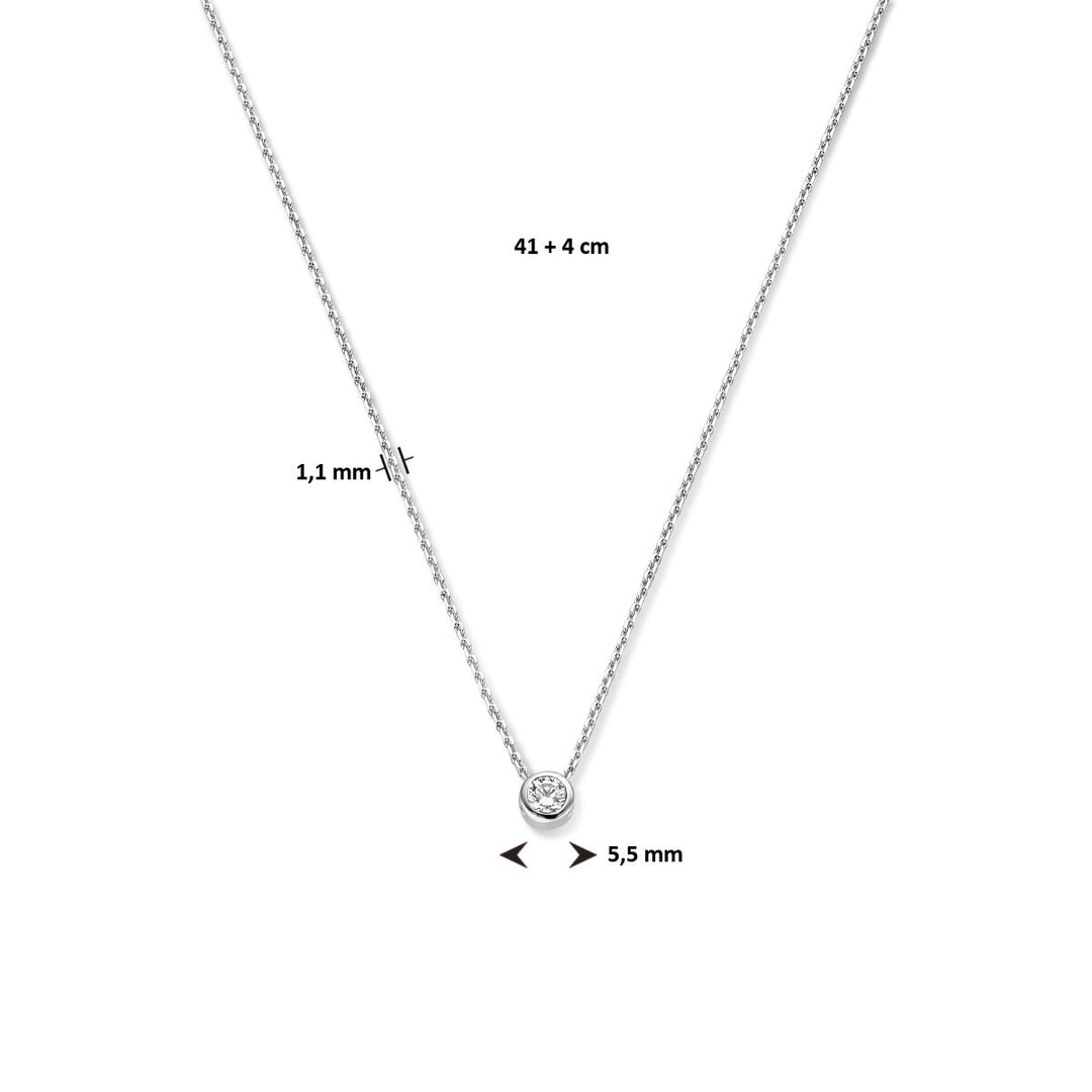925 Zilveren Collier April Zirkonia Geboortesteen 41+4cm