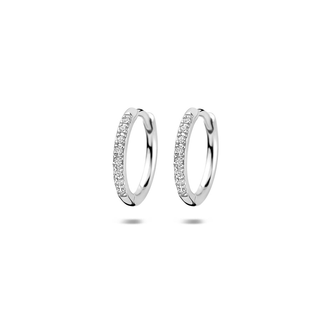 Gerhodineerd Zilveren Klapoorringen met Zirkonia – 15x2mm – 925 Zilver