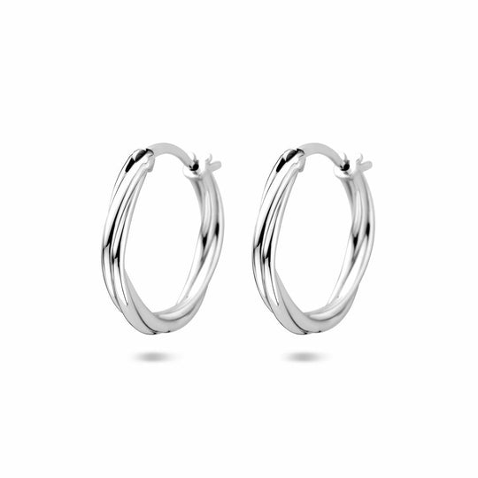 Gerhodineerde 925 Zilveren Gedraaide Oorringen – 19 mm
