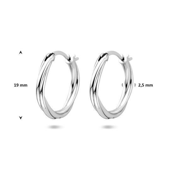 Gerhodineerde 925 Zilveren Gedraaide Oorringen – 19 mm