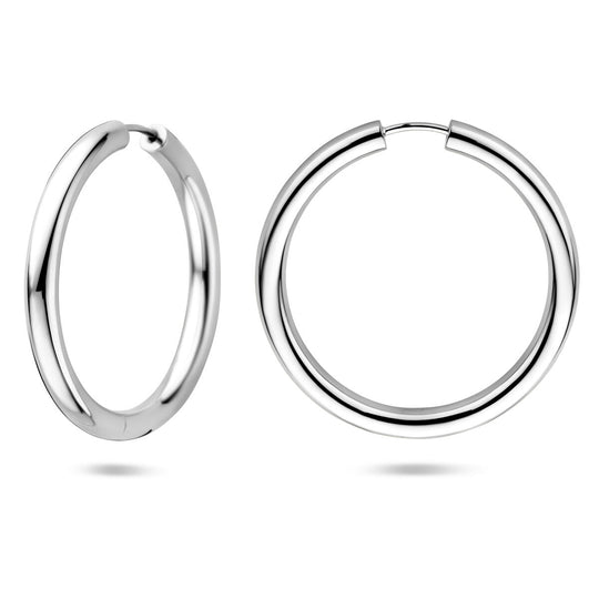 Gerhodineerd Zilveren Klapoorringen – 39x4mm – 925 Zilver
