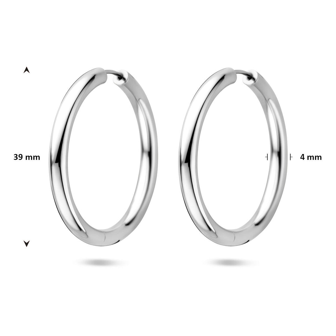 Gerhodineerd Zilveren Klapoorringen – 39x4mm – 925 Zilver