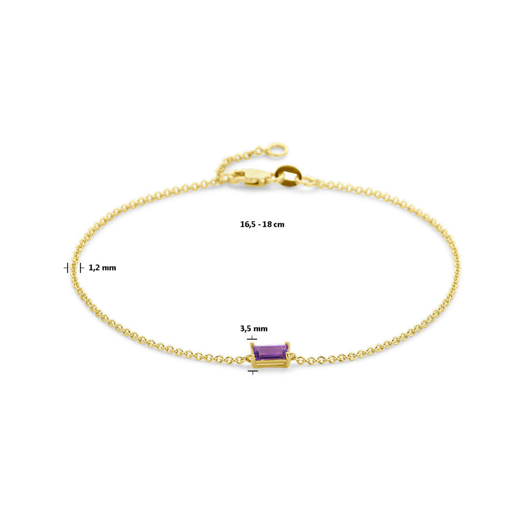 14k Geelgouden Armband met Amethist – 16,5-18 cm
