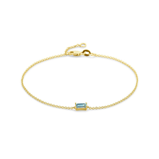14k Geelgouden Armband met Blauwe Topaas – 16,5-18 cm
