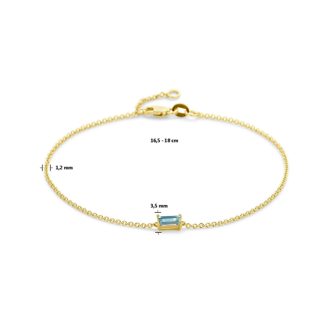 14k Geelgouden Armband met Blauwe Topaas – 16,5-18 cm