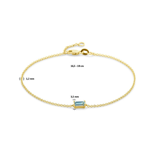 14k Geelgouden Armband met Blauwe Topaas – 16,5-18 cm