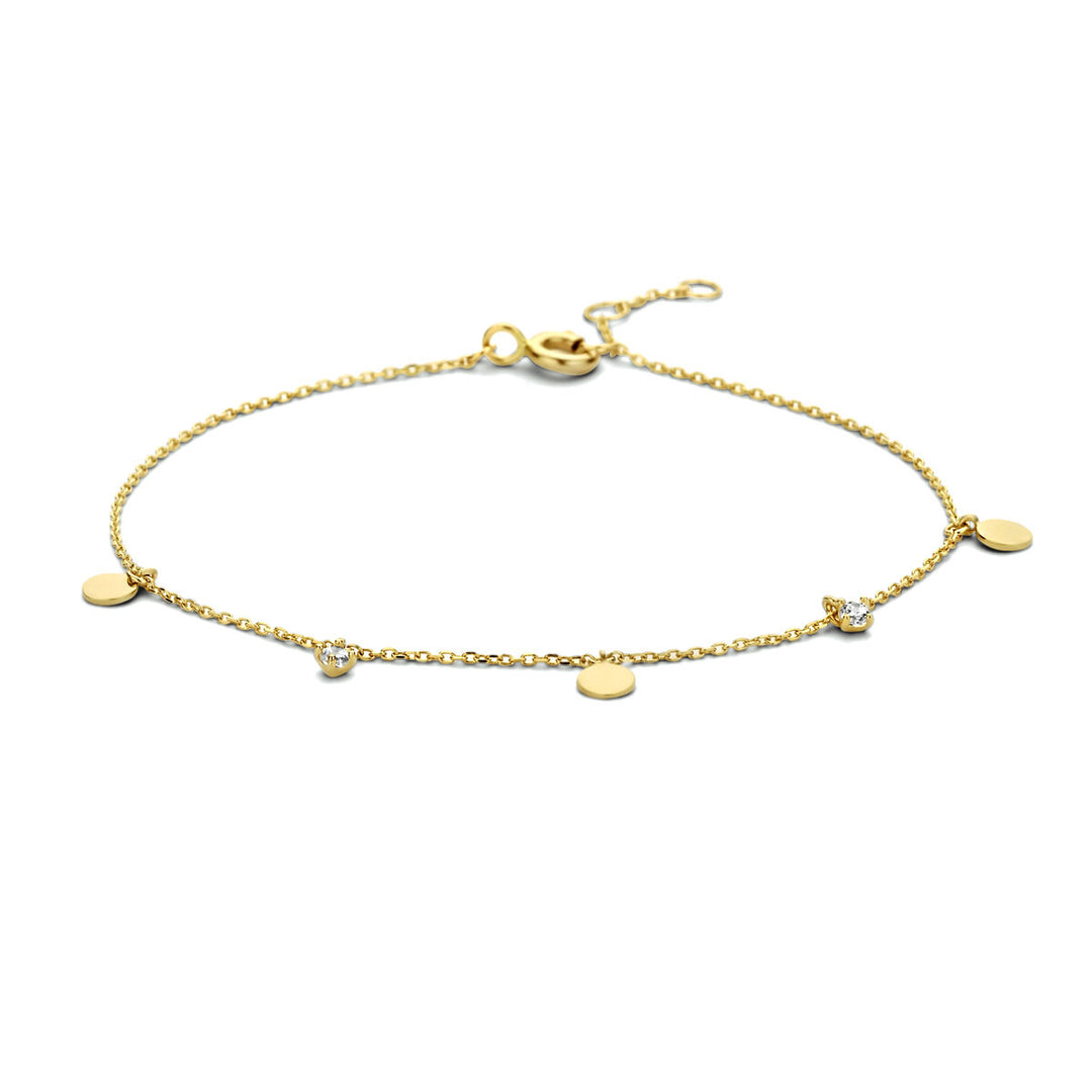 14k Geelgouden Armband met Rondjes en Zirkonia – 16,5-18,5 cm