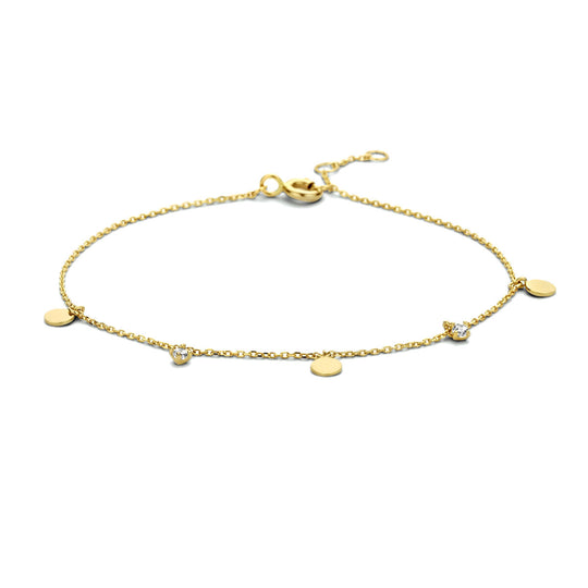 14k Geelgouden Armband met Rondjes en Zirkonia – 16,5-18,5 cm