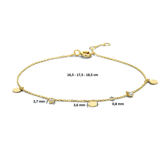 14k Geelgouden Armband met Rondjes en Zirkonia – 16,5-18,5 cm