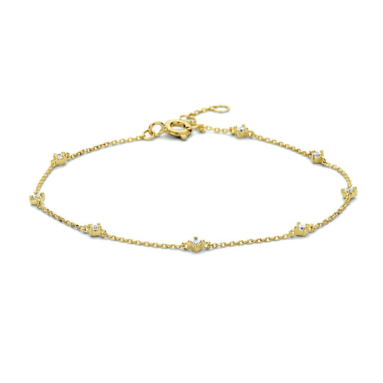 14k Geelgouden Armband met Zirkonia – 16,5-18,5 cm