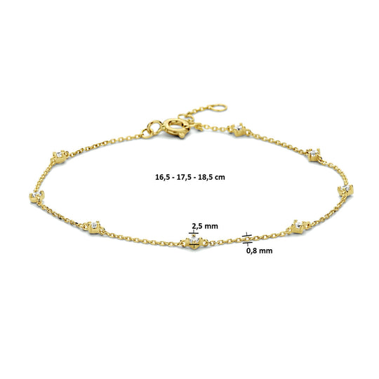 14k Geelgouden Armband met Zirkonia – 16,5-18,5 cm