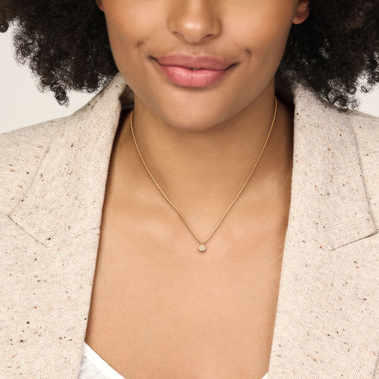 14k Geelgouden Collier met Druppel Hanger en Diamant 0.10ct – 44 cm
