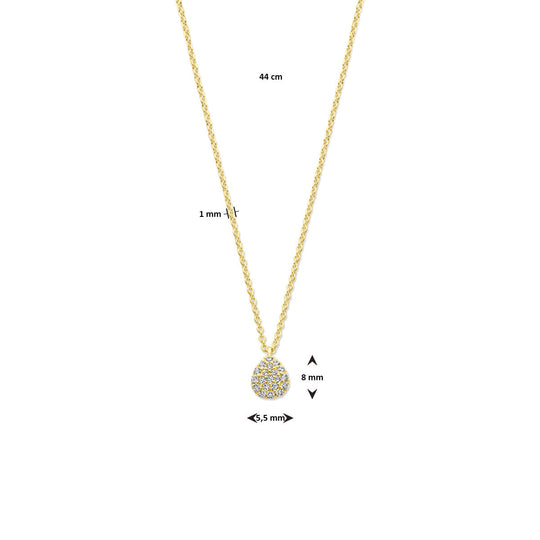 14k Geelgouden Collier met Druppel Hanger en Diamant 0.10ct – 44 cm