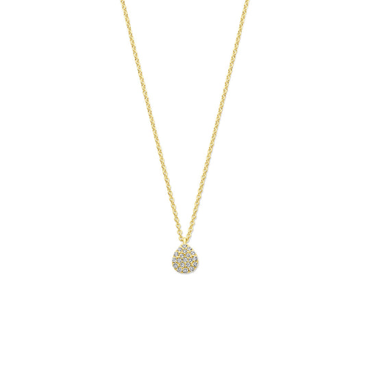 14k Geelgouden Collier met Druppel Hanger en Diamant 0.10ct – 44 cm