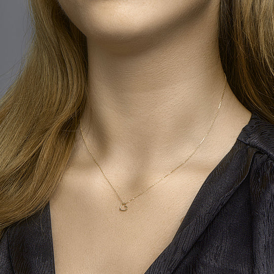 14k Geelgouden Collier met Hart Hanger – Verstelbaar 40-44 cm
