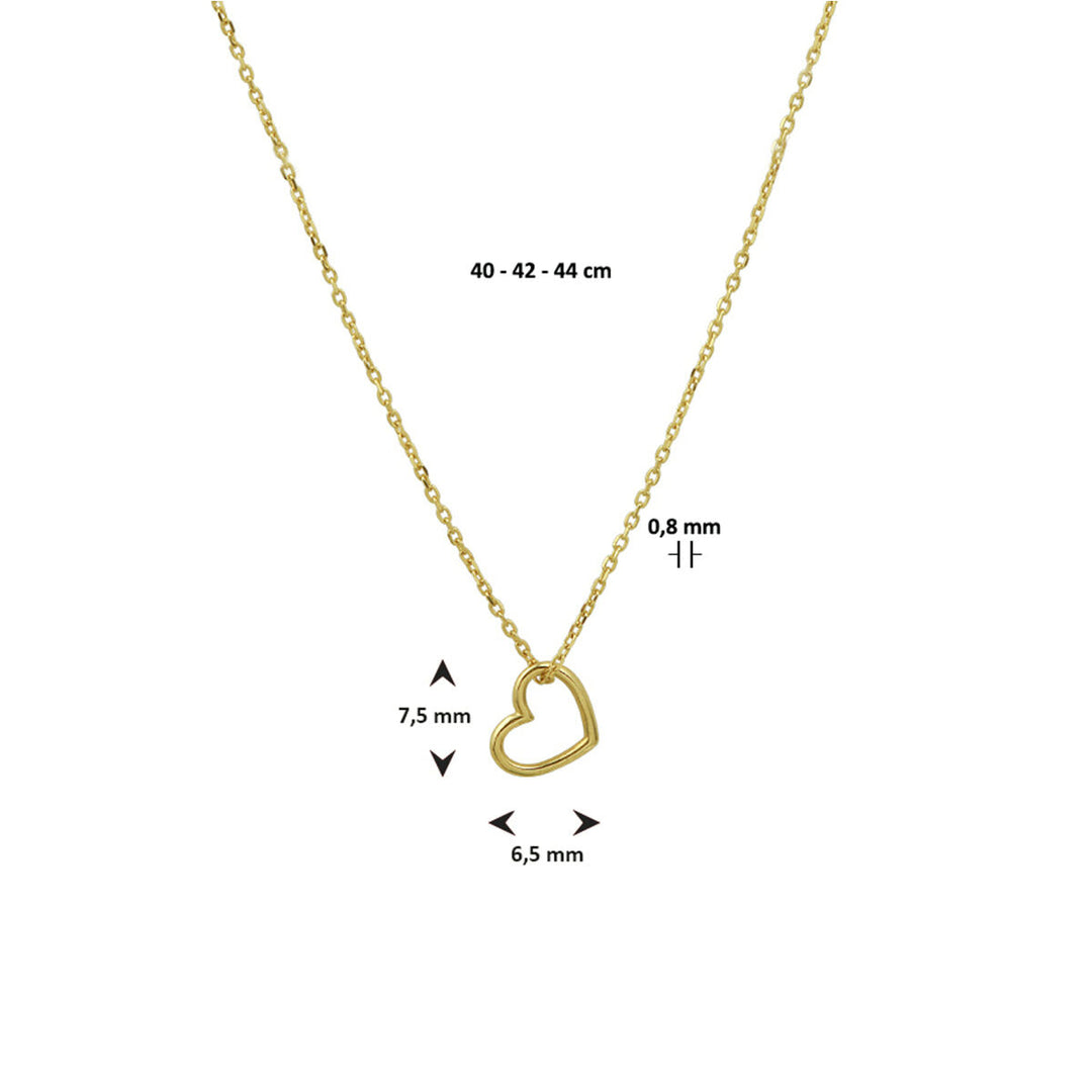 14k Geelgouden Collier met Hart Hanger – Verstelbaar 40-44 cm