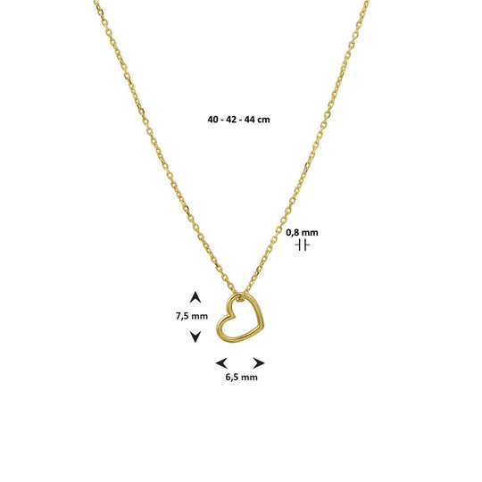 14k Geelgouden Collier met Hart Hanger – Verstelbaar 40-44 cm