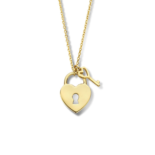 14k Geelgouden Collier met Hartslot en Sleutel – 40-44 cm
