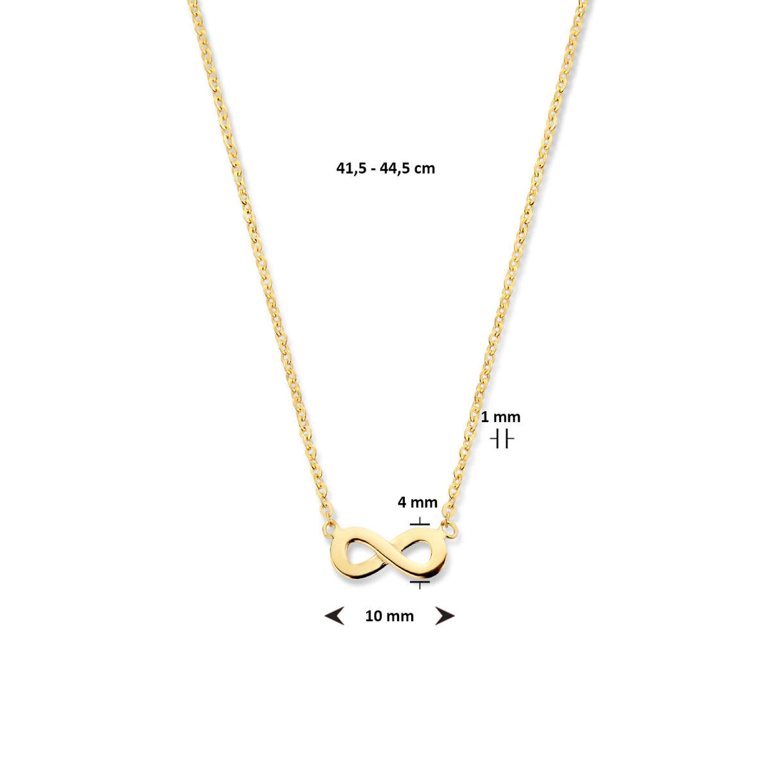 14k Geelgouden Collier met Infinity Symbool – 41,5-44,5 cm