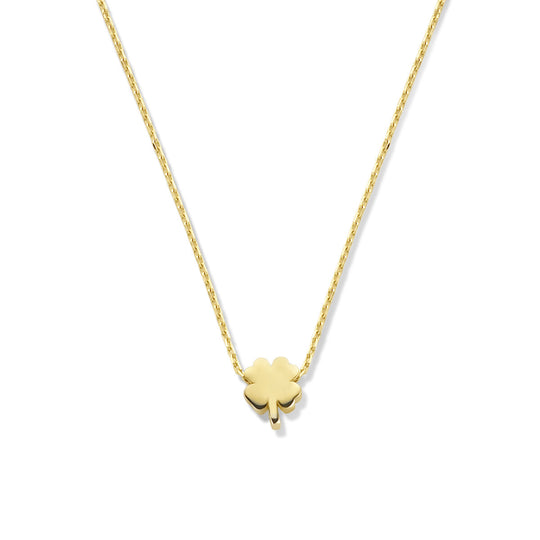 14k Geelgouden Collier met Klavertje Vier – Verstelbaar 42-45 cm