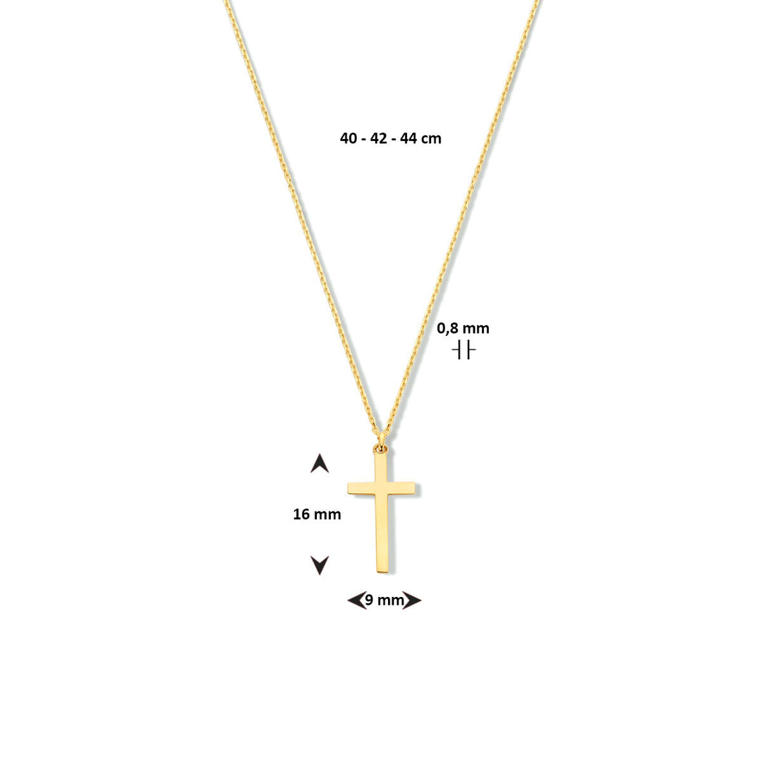 14k Geelgouden Collier met Kruis Hanger 16x9mm – 40-44 cm